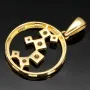Edler Goldanhänger in modernem, abstrakten Design aus 14K 585 Gold (Gelbgold), besetzt mit edlen leuchtend, weißen Zirkonia