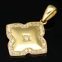 Fein verzierter Gold-Anhänger aus 14 585er Karat Gelbgold mit Zirkonia und glänzender Oberfläche