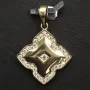 Fein verzierter Gold-Anhänger aus 14 585er Karat Gelbgold mit Zirkonia und glänzender Oberfläche