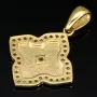 Fein verzierter Gold-Anhänger aus 14 585er Karat Gelbgold mit Zirkonia und glänzender Oberfläche