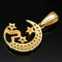 Hochwertig gearbeiteter Anhänger aus 14K / 585 Gold im Halbmond-Design mit Herz, Sternen und leuchtenden Zirkonia