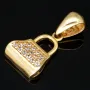 Iced Out Anhänger aus 14K 585 Gold - Designer- Handtasche aus edlem, glänzenden Gelbgold mit vielen funkelnden Zirkonia besetzt