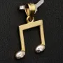 Exquisiter Anhänger mit dem Motiv einer Note / Musiknote aus 14K 585 Bicolor Gold (Gelbgold und Weißgold), edel verziert mit funkelnden Zirkonia