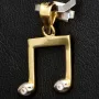 Exquisiter Anhänger mit dem Motiv einer Note / Musiknote aus 14K 585 Bicolor Gold (Gelbgold und Weißgold), edel verziert mit funkelnden Zirkonia