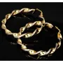 XL Bicolor Gold-Creolen aus exquisitem 14K 585 Gelbgold und Weißgold, glänzend poliert und teils dekorativ gemustert