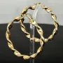 XL Bicolor Gold-Creolen aus exquisitem 14K 585 Gelbgold und Weißgold, glänzend poliert und teils dekorativ gemustert