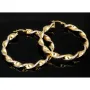 XL Bicolor Gold-Creolen aus exquisitem 14K 585 Gelbgold und Weißgold, glänzend poliert und teils dekorativ gemustert
