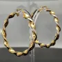 XL Bicolor Gold-Creolen aus exquisitem 14K 585 Gelbgold und Weißgold, glänzend poliert und teils dekorativ gemustert