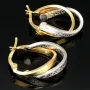 Stilvoll geschwungene Doppel-Creolen aus hochwertigem Bicolor 585 / 14K Gold (Gelbgold und Weißgold) mit feinem Greco-Design