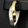 Stilvoll geschwungene Doppel-Creolen aus hochwertigem Bicolor 585 / 14K Gold (Gelbgold und Weißgold) mit feinem Greco-Design