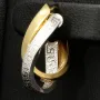 Stilvoll geschwungene Doppel-Creolen aus hochwertigem Bicolor 585 / 14K Gold (Gelbgold und Weißgold) mit feinem Greco-Design