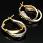 Stilvoll geschwungene Doppel-Creolen aus hochwertigem Bicolor 585 / 14K Gold (Gelbgold und Weißgold) mit feinem Greco-Design