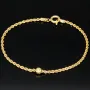Hochwertig produziertes Twist-Armband / Kordelarmband mit stilvoll eingearbeiteter Goldperle aus edlem 585 14k Gold, ca. 2mm breit, 19cm lang