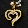 Exquisiter Herz-Anhänger in edlem Design aus funkelndem 585er 14K Gold (Gelbgold) mit leuchtenden Zirkonia besetzt