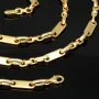 Stilvoller Mix aus Plättchenkette (Plattenkette) und Steigbügelkette aus massivem 585er 14k Gold - 60 cm Länge, ca. 4 mm breit