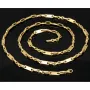 Stilvoller Mix aus Plättchenkette (Plattenkette) und Steigbügelkette aus massivem 585er 14k Gold - 60 cm Länge, ca. 4 mm breit