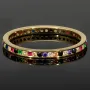Rainbow Memory Ring aus edlem 14K (585) Gold besetzt mit funkelnden, farbenfrohen Zirkoniasteinen in Ringgröße ca. 50