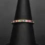 Rainbow Memory Ring aus edlem 14K (585) Gold besetzt mit funkelnden, farbenfrohen Zirkoniasteinen in Ringgröße ca. 50