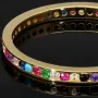 Rainbow Memory Ring aus edlem 14K (585) Gold besetzt mit funkelnden, farbenfrohen Zirkoniasteinen in Ringgröße ca. 50