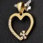 Exquisiter Herz-mit-Blüte-Anhänger aus 585er 14K Gold aus Zirkoniasteinen