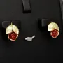 Ohrringe aus edlem 333 / 8 Karat Bicolor Gold (Gelbgold und Roségold) mit dem Rosen-Motiv mit filigranen Details