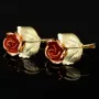Ohrringe aus edlem 333 / 8 Karat Bicolor Gold (Gelbgold und Roségold) mit dem Rosen-Motiv mit filigranen Details