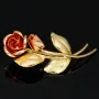 Fein gearbeitete Ansteckblume - edle Brosche / Reversnadel mit Rosen-Motiv aus 8k 333 Bicolor Gold (Gelbgold und Weißgold)