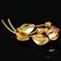 Fein gearbeitete Ansteckblume - edle Brosche / Reversnadel mit Rosen-Motiv aus 8k 333 Bicolor Gold (Gelbgold und Weißgold)