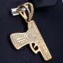Exklusiver Pistolen-Anhänger aus 585 / 14K Gold mit leuchtenden Zirkoniasteinen