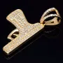 Exklusiver Pistolen-Anhänger aus 585 / 14K Gold mit leuchtenden Zirkoniasteinen