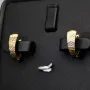 Funkelnde Mini Creolen / Ohrringe in außergrewöhnlichem Design aus edlem 585 14K Bicolor Gold (Weißgold und Gelbgold)