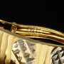 Funkelnde Mini Creolen / Ohrringe in außergrewöhnlichem Design aus edlem 585 14K Bicolor Gold (Weißgold und Gelbgold)