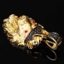 Fein gearbeiteter Löwenkopf - Anhänger aus hochwertigem 585 14K Gold mit leuchtenden Zirkonia (ca. 6,8g)