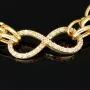 Exklusives Goldarmband mit eingearbeiteten Unendlichkeits-Elementen präzise besetzt mit weißen Zirkoniasteinen in 585 14K Gold in (ca. 20 cm Länge, ca. 9 mm Breite)