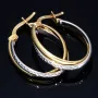 Oval geschwungene Doppel - Creolen aus edlem 14K 585 Bicolor Gold (Gelbgold und Weißgold)