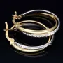 Oval geschwungene Doppel - Creolen aus edlem 14K 585 Bicolor Gold (Gelbgold und Weißgold)