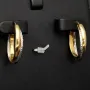 Oval geschwungene Doppel - Creolen aus edlem 14K 585 Bicolor Gold (Gelbgold und Weißgold)