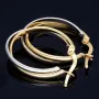 Oval geschwungene Doppel - Creolen aus edlem 14K 585 Bicolor Gold (Gelbgold und Weißgold)