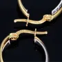 Oval geschwungene Doppel - Creolen aus edlem 14K 585 Bicolor Gold (Gelbgold und Weißgold)