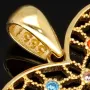 Herz-Anhänger aus Gold (14K 585 Gelbgold) in feinem Design mit leuchtenden, farbenfrohen Zirkoniabesatz