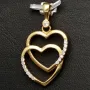 Verschlungene Herzen aus Gold - Herz-Anhänger aus edlem 585 / 14K Gelbgold mit Zirkoniabesatz