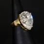 Prunkvoller Ring aus 585 / 14K Gold für Damen mit einem großen, funkelnden Zirkonia bestückt (ca. 50-51 RG)