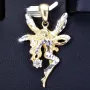 Fantasievoll designter Fee- / Engel- Anhänger aus glänzendem, hochwertigem 14k / 585 Gold (Bicolor - Weißgold und Gelbgold) besetzt mit einem Zirkonia