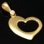 Herz aus Gold - Herz-Anhänger aus funkelndem 585 / 14K Gelbgold mit Zirkoniabesatz