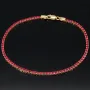 Fein gearbeitetes Tennisarmband aus edlem 585 / 14K Gold mit funkelnden pink-lila Zirkoniasteinen besetzt (ca. 17,5 cm)