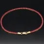 Fein gearbeitetes Tennisarmband aus edlem 585 / 14K Gold mit funkelnden pink-lila Zirkoniasteinen besetzt (ca. 17,5 cm)