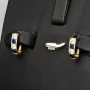 Stylische Ohrringe / Mini Creolen bestückt mit leuchtenden Zirkoniasteinen aus hochwertigen 585 / 14K Gold