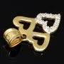 Stilvoller Herz-Anhänger aus hochwertigem 585er 14K Gold (Bicolor - Gelbgold und Weißgold) mit funkelnden Zirkonia