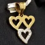 Stilvoller Herz-Anhänger aus hochwertigem 585er 14K Gold (Bicolor - Gelbgold und Weißgold) mit funkelnden Zirkonia