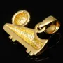 Fußball-Töppen-Fussballschuh-Anhänger mit feinen Details aus funkelndem Gold (14K 585 Gelbgold)